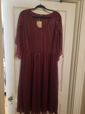 New BloomChick 2X Burgundy Dress